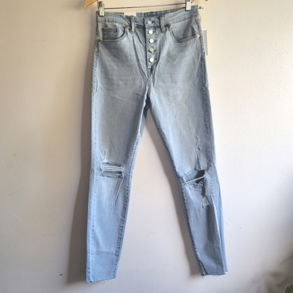 NEW! BLANK NYC, The Great Jones High Rise Button Fly Skinny Stretch Jeans, 29